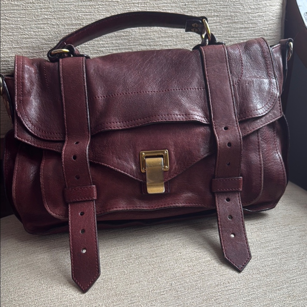 Proenza Schouler Burgundy  Shoulder Bag with Adjustable Straps and Flap Closure